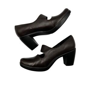 Dansko Mary Jane Pumps Womens 39 Brown Excellent Leather Block Heel Platform